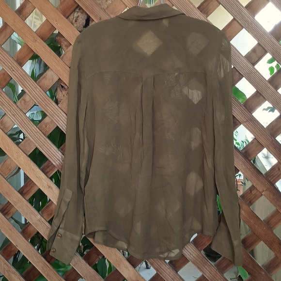 Topshop Beaded Sequined Silver Embroidered Birds Blouse Brown Crepe 2 Petite - Picture 5 of 7